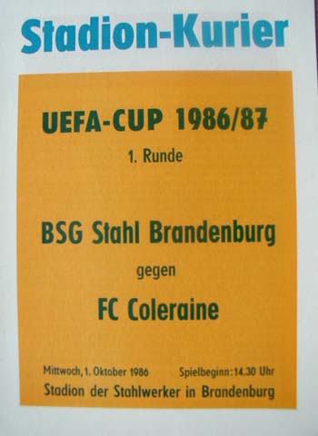 2 IFK Göteborg UEFA-CUP 1986/87 Fußball Programm BSG Stahl Brandenburg Runde 