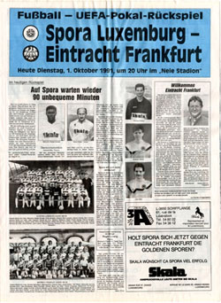 Programm UEFA Cup 1991/92 Eintracht Frankfurt Spora Luxemburg 